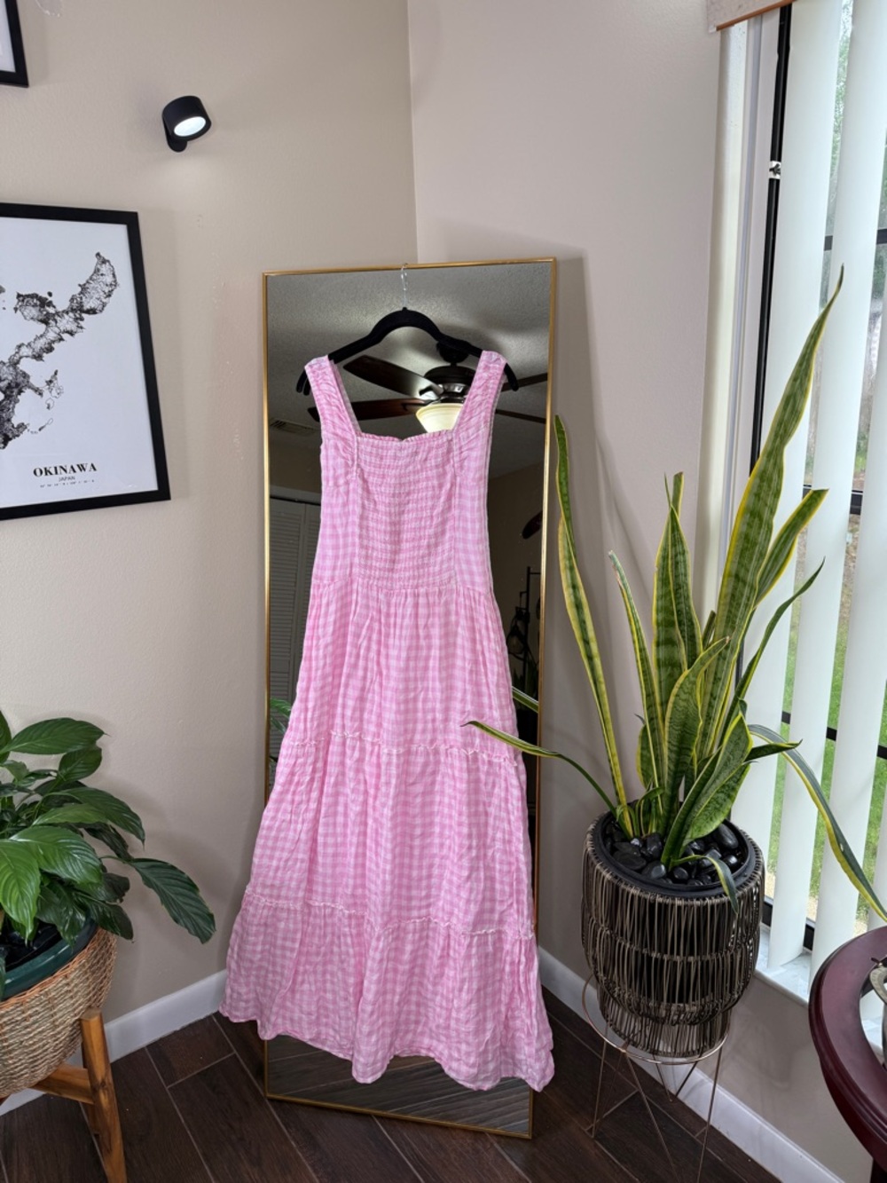 Frankie's Bikinis Christabelle Ruffle Pink Gingham Smocked Maxi Dress - Picture 7 of 7